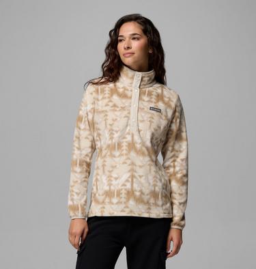 Women's Benton Springs Printed Half Snap Fleece, Color: Ancient Fossil, Sketchup, image 5