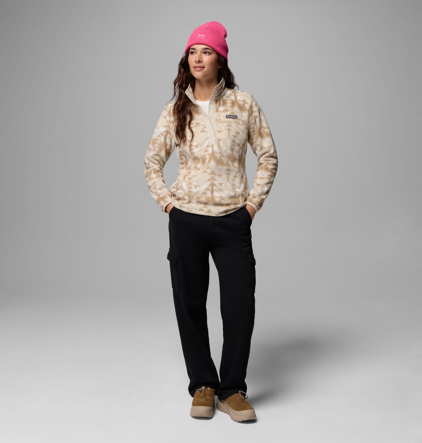 Женский свитер Columbia Benton Springs Printed Half Snap Fleece Pullover, цвет: Серо-бежевый / Sketchup — фото 2