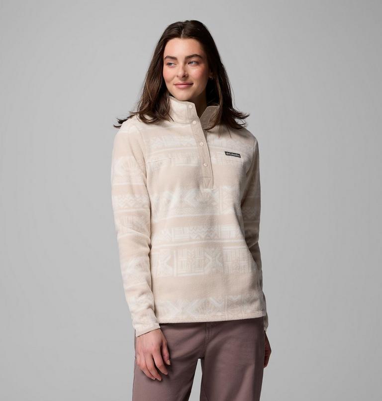 Women's Benton Springs Printed Half Snap Fleece, Color: Dark Stone Deschutes Days, image 4