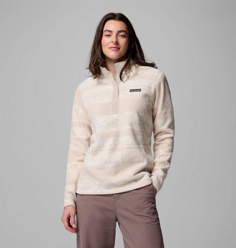 Women's Benton Springs Printed Half Snap Fleece, Color: Dark Stone Deschutes Days, image 1