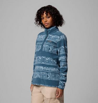 Women's Benton Springs Printed Half Snap Fleece, Color: Everblue Deschutes Days, image 12