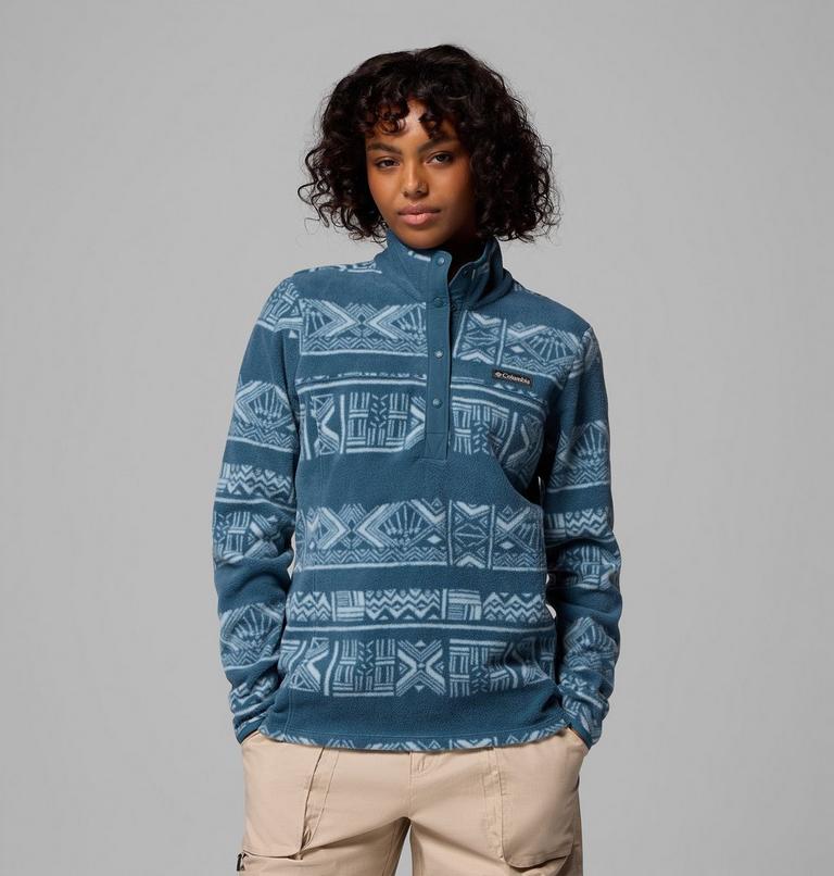 Women's Benton Springs Printed Half Snap Fleece, Color: Everblue Deschutes Days, image 1