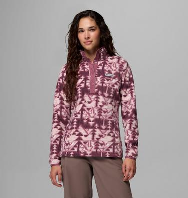 Women's Benton Springs Printed Half Snap Fleece, Color: Antique Mauve, Sketchup, image 1