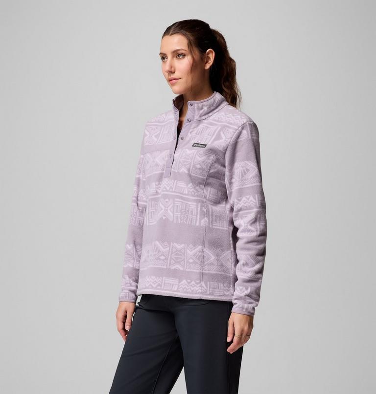 Women's Benton Springs Printed Half Snap Fleece, Color: Shale Purple Deschutes Days, image 4