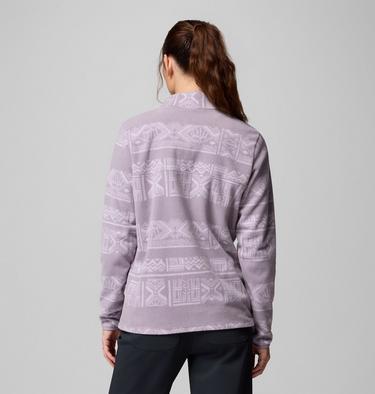 Women's Benton Springs Printed Half Snap Fleece, Color: Shale Purple Deschutes Days, image 3