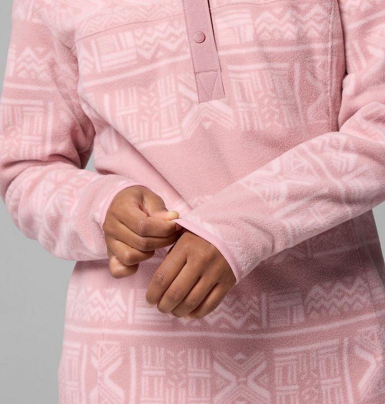Women's Benton Springs Printed Half Snap Fleece, Color: Eraser Pink Deschutes Days, image 6