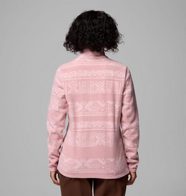 Women's Benton Springs Printed Half Snap Fleece, Color: Eraser Pink Deschutes Days, image 3