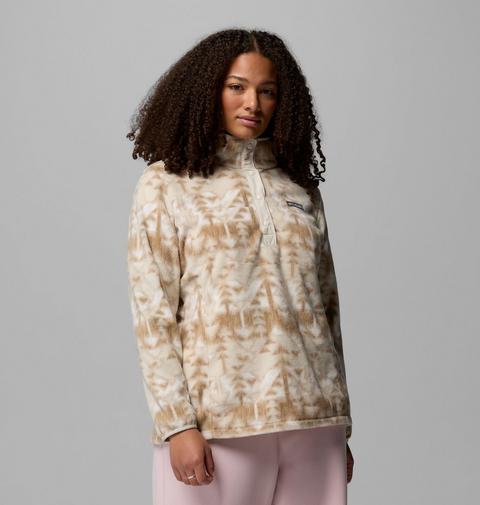 Женский свитер Columbia Benton Springs Printed Half Snap Fleece Pullover - Plus Size, цвет: Серо-бежевый