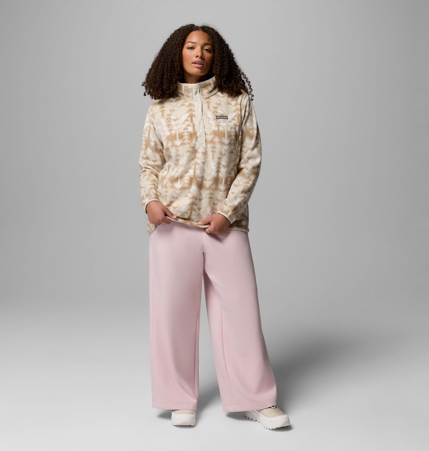 Женский свитер Columbia Benton Springs Printed Half Snap Fleece Pullover - Plus Size, цвет: Серо-бежевый / Sketchup — фото 2