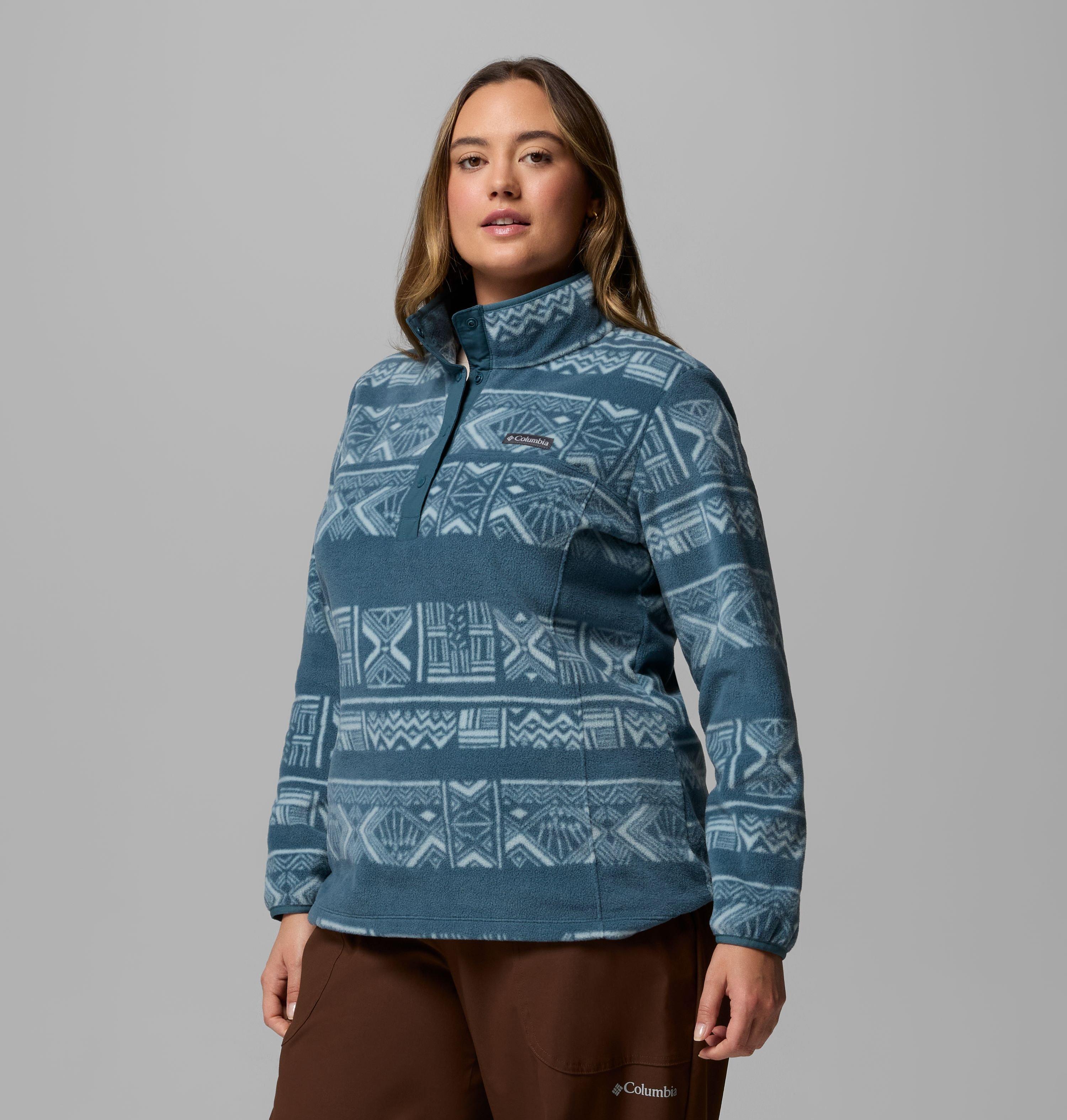 Chandail imprimé à demi-fermeture pressionnée en laine polaire Benton Springs pour femme – Grandes tailles | 429 | 2X 4