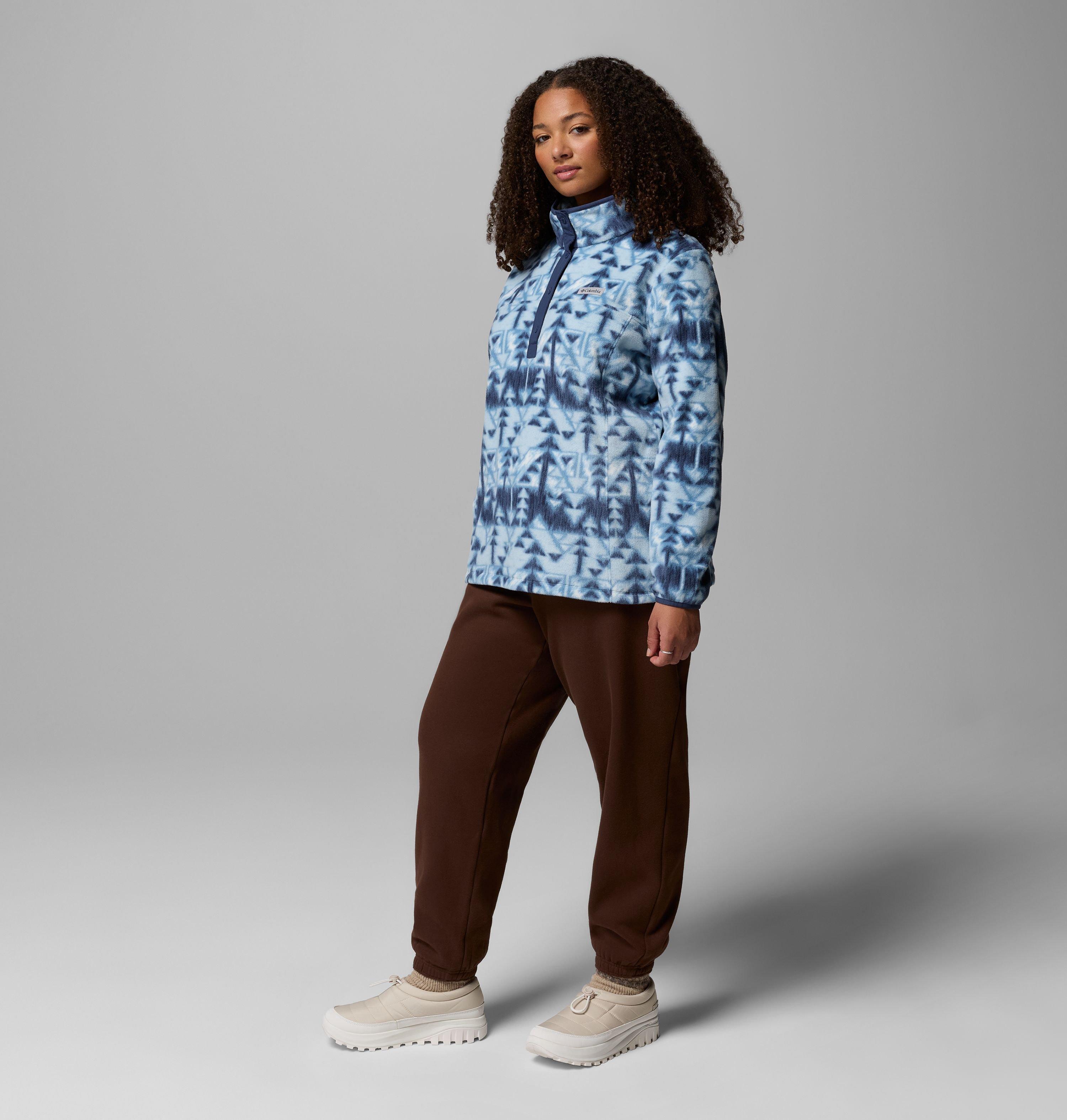 Chandail imprimé à demi-fermeture pressionnée en laine polaire Benton Springs pour femme – Grandes tailles | 447 | 1X 2