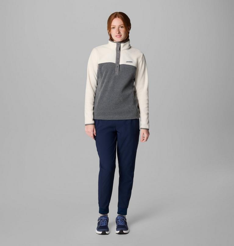 Forro polar con cierre medio a presión Benton Springs para mujer, Color: City Grey Heather, Chalk, image 3