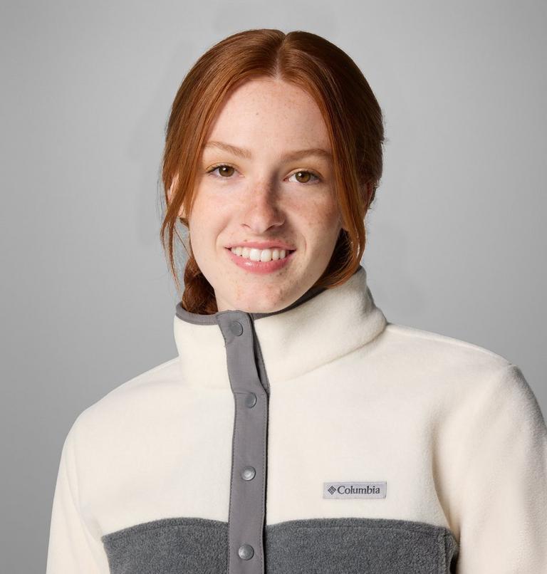 Forro polar con cierre medio a presión Benton Springs para mujer, Color: City Grey Heather, Chalk, image 5