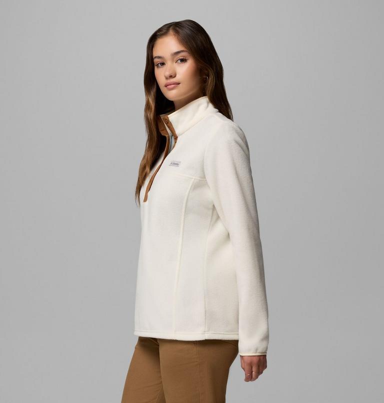 Forro polar con cierre medio a presión Benton Springs para mujer, Color: Chalk, Camel Brown, image 4