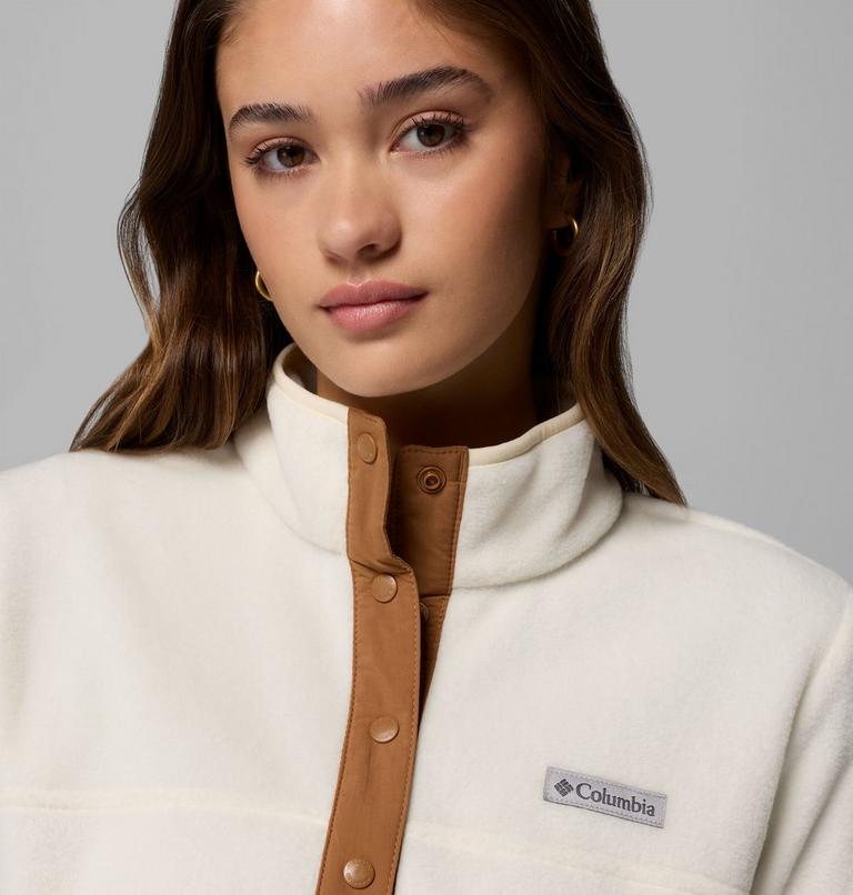 Forro polar con cierre medio a presión Benton Springs para mujer, Color: Chalk, Camel Brown, image 5