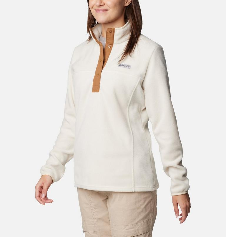 Forro polar con cierre medio a presión Benton Springs para mujer, Color: Chalk, Camel Brown, image 6