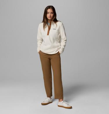 Forro polar con cierre medio a presión Benton Springs para mujer, Color: Chalk, Camel Brown, image 14