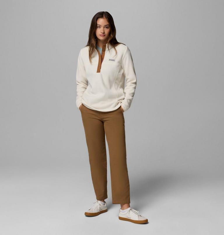 Forro polar con cierre medio a presión Benton Springs para mujer, Color: Chalk, Camel Brown, image 2