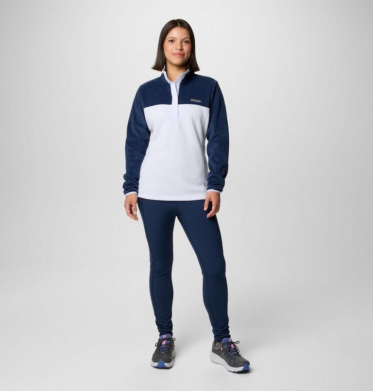 Forro polar con cierre medio a presión Benton Springs para mujer, Color: Collegiate Navy, Snowdrift, image 3