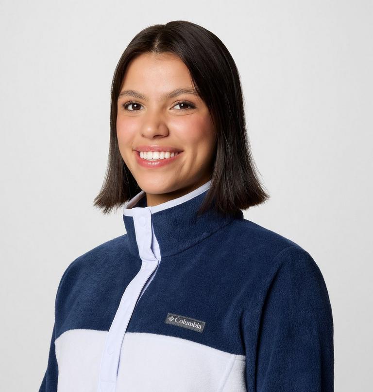 Forro polar con cierre medio a presión Benton Springs para mujer, Color: Collegiate Navy, Snowdrift, image 5