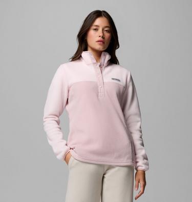 Forro polar con cierre medio a presi&oacute;n Benton Springs para mujer, Color: Mineral Pink, Powder Pink, image 1