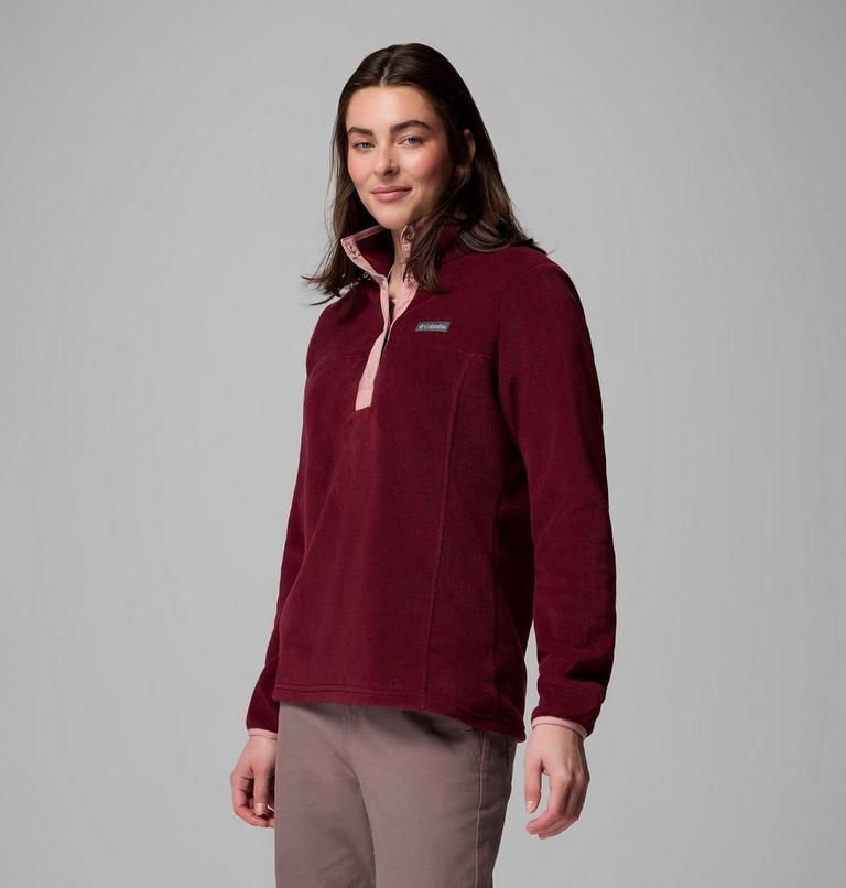 Women's Benton Springs Half Snap Pullover, Color: Rich Wine, Eraser Pink, image 4