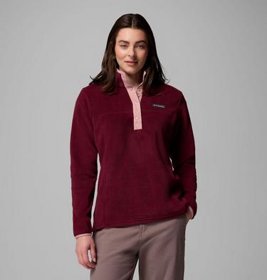 Forro polar con cierre medio a presión Benton Springs para mujer, Color: Rich Wine, Eraser Pink, image 11