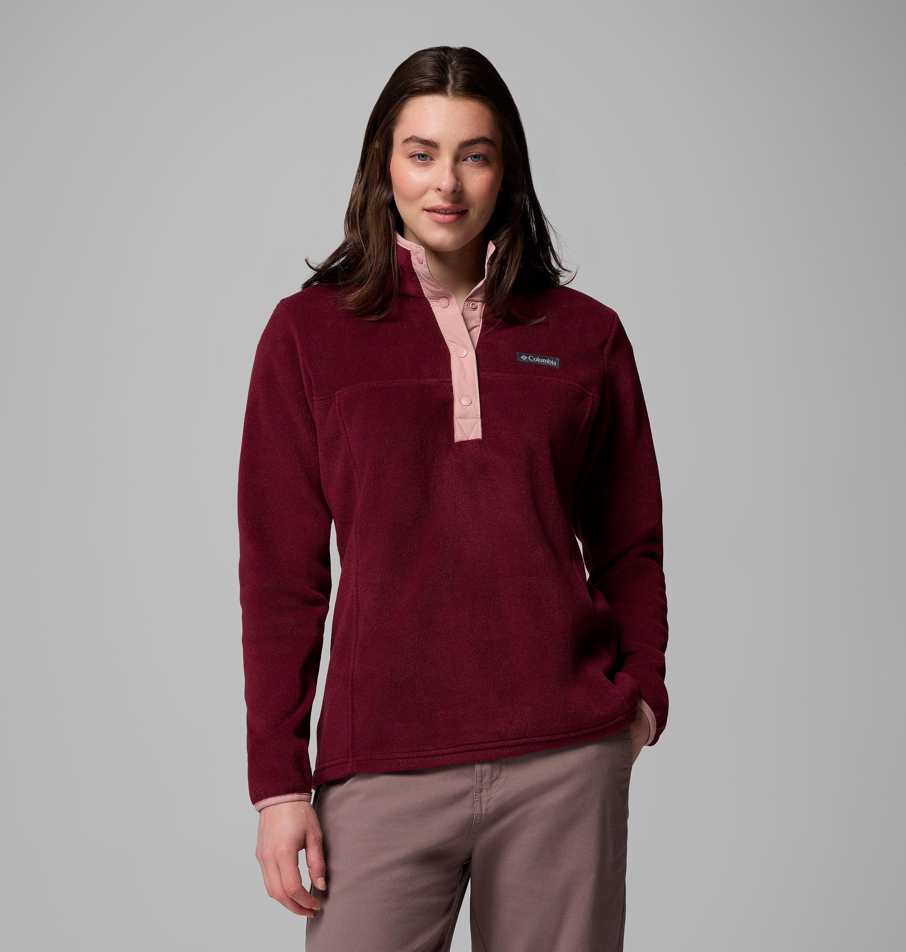 Columbia Sportswear Women's Red Columbia - Benton Springs™ Half Snap Pullover - Rich Wine, Eraser Pink Xxl
