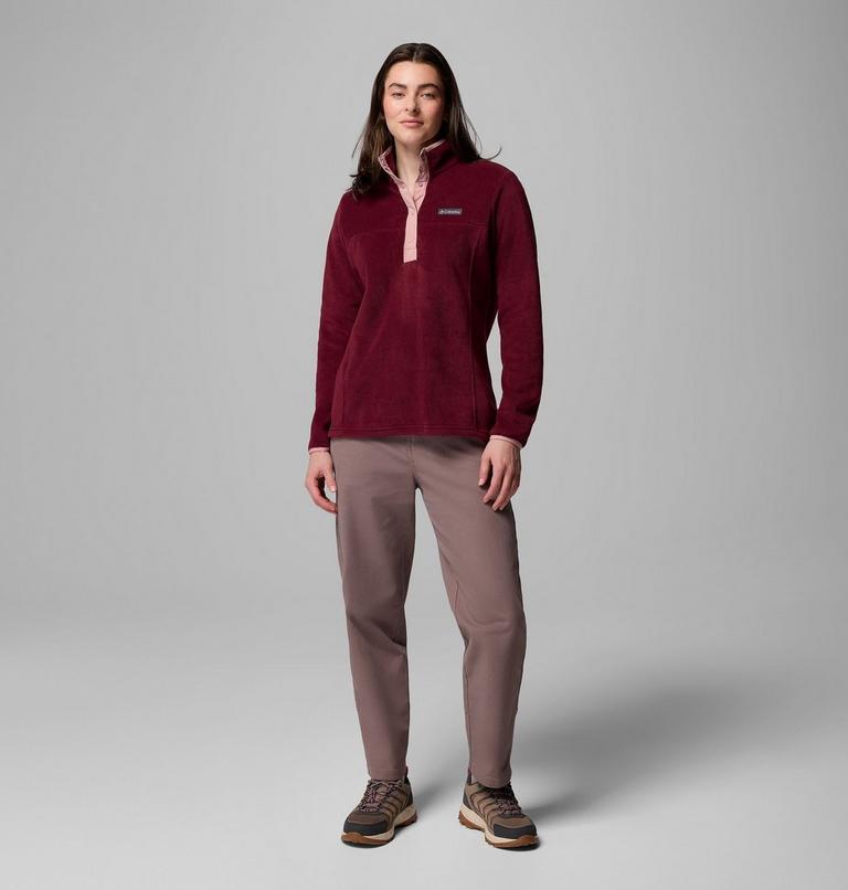 Women's Benton Springs Half Snap Pullover, Color: Rich Wine, Eraser Pink, image 2