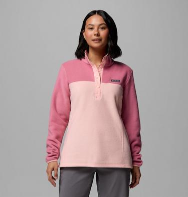 Forro polar con cierre medio a presi&oacute;n Benton Springs para mujer, Color: Pink Sand, Rosette, image 1