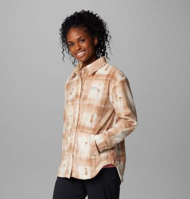 Women's Benton Springs Fleece Shirt Jacket, Color: Camel Brown Omblur, image 12