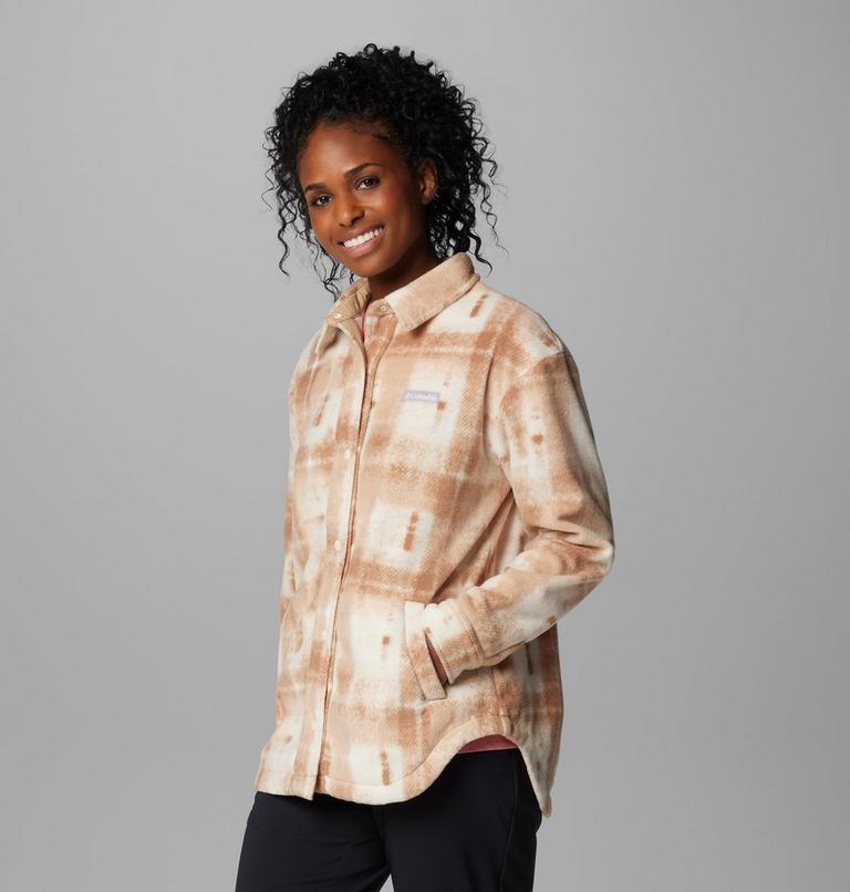Sobrecamisa de forro polar Benton Springs para mujer, Color: Camel Brown Omblur, image 4
