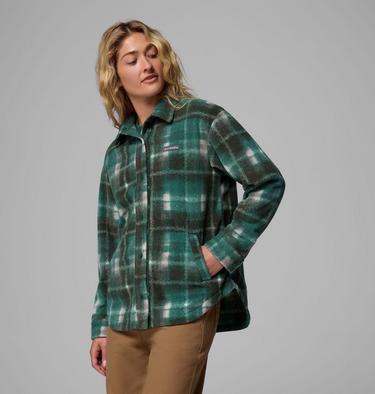 Women's Benton Springs Fleece Shirt Jacket, Color: Rain Forest Omblur, image 8