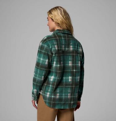 Women's Benton Springs Fleece Shirt Jacket, Color: Rain Forest Omblur, image 7