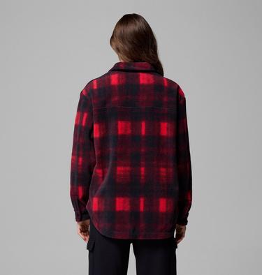 Women's Benton Springs Fleece Shirt Jacket, Color: Mountain Red Omblur Tonal, image 3