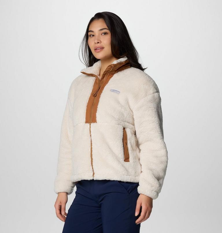Chaqueta de forro polar sherpa Boundless Discovery II para mujer, Color: Chalk, Camel Brown, image 4