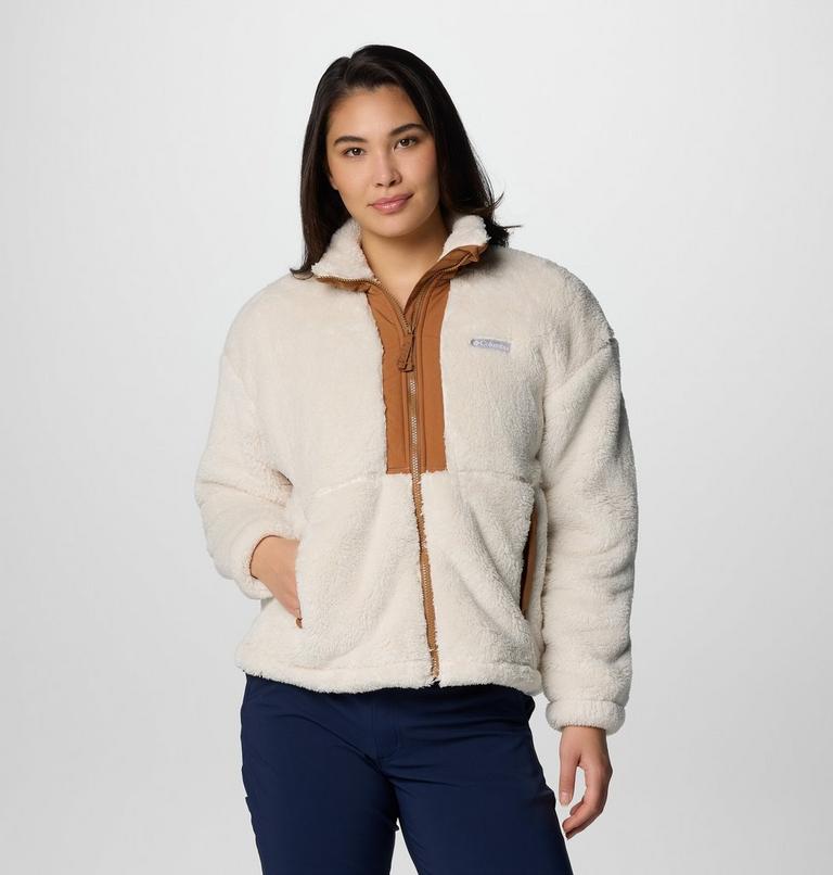 Chaqueta de forro polar sherpa Boundless Discovery II para mujer, Color: Chalk, Camel Brown, image 1