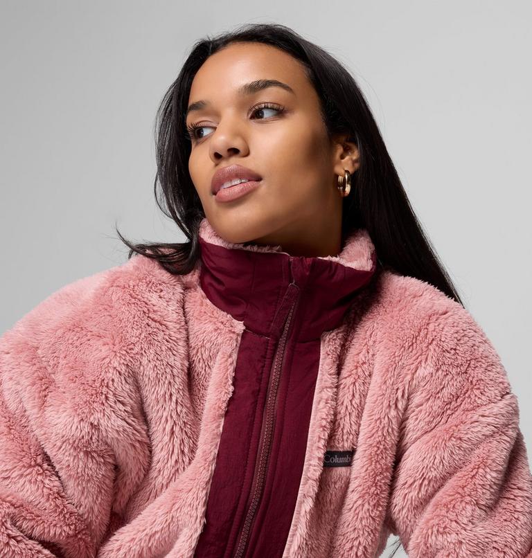Chaqueta de forro polar sherpa Boundless Discovery II para mujer, Color: Eraser Pink, Rich Wine, image 5
