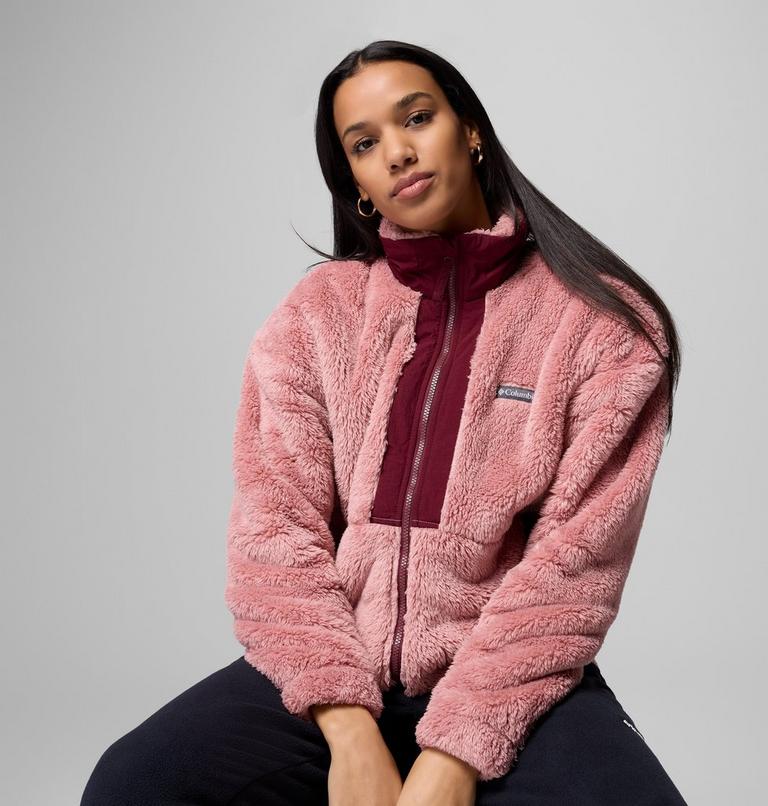 Chaqueta de forro polar sherpa Boundless Discovery II para mujer, Color: Eraser Pink, Rich Wine, image 6