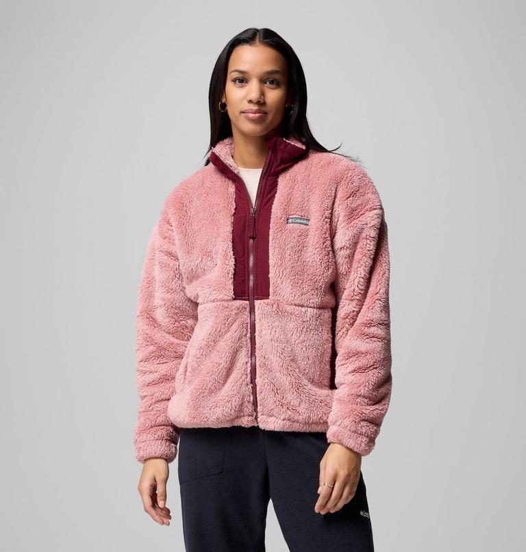 Chaqueta de forro polar sherpa Boundless Discovery II para mujer, Color: Eraser Pink, Rich Wine, image 1