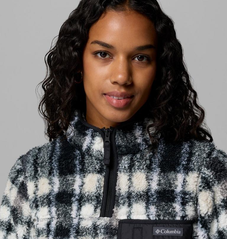 Women's West Bend II Sherpa Half Zip Fleece, Color: Black Herringplaid, image 5
