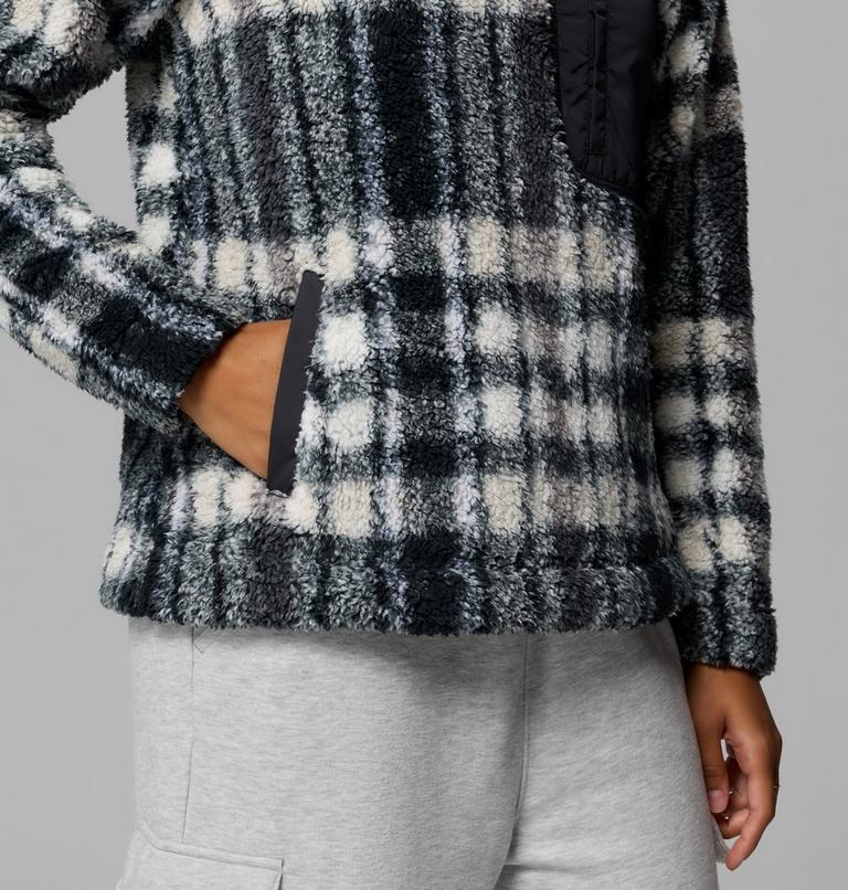 Women's West Bend II Sherpa Half Zip Fleece, Color: Black Herringplaid, image 6