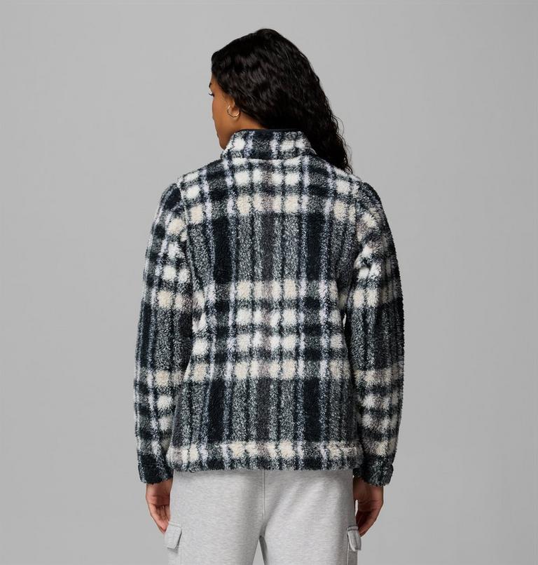 Women's West Bend II Sherpa Half Zip Fleece, Color: Black Herringplaid, image 3