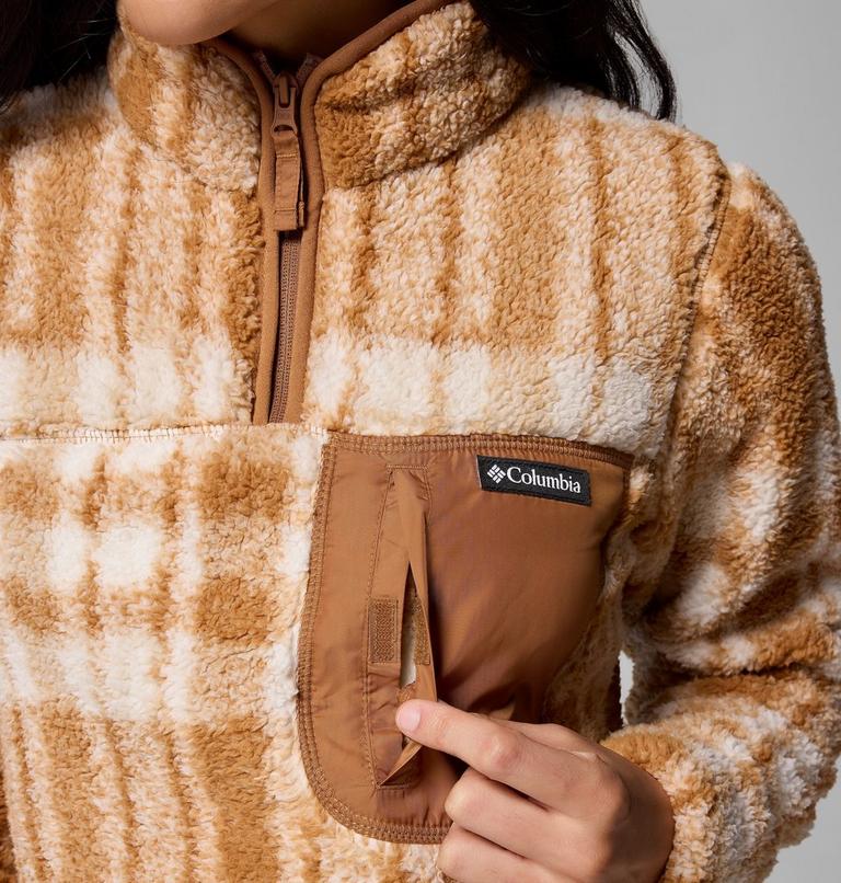 Women's West Bend II Sherpa Half Zip Fleece, Color: Camel Brown Herringplaid, image 6