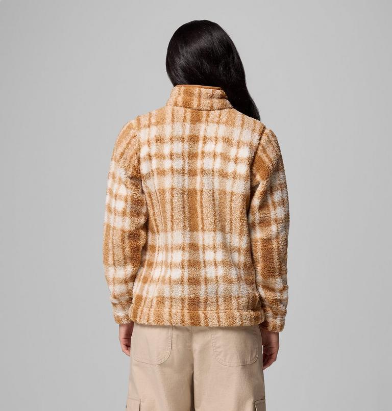 Women's West Bend II Sherpa Half Zip Fleece, Color: Camel Brown Herringplaid, image 3