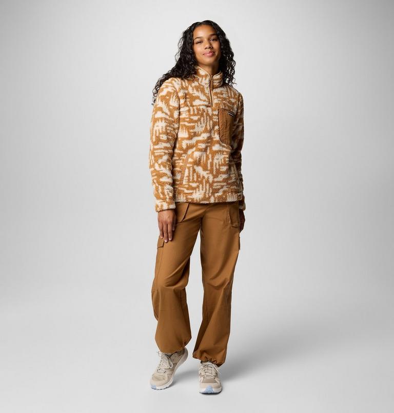 Women's West Bend II Sherpa Half Zip Fleece, Color: Camel Brown Highland Tonal, image 3