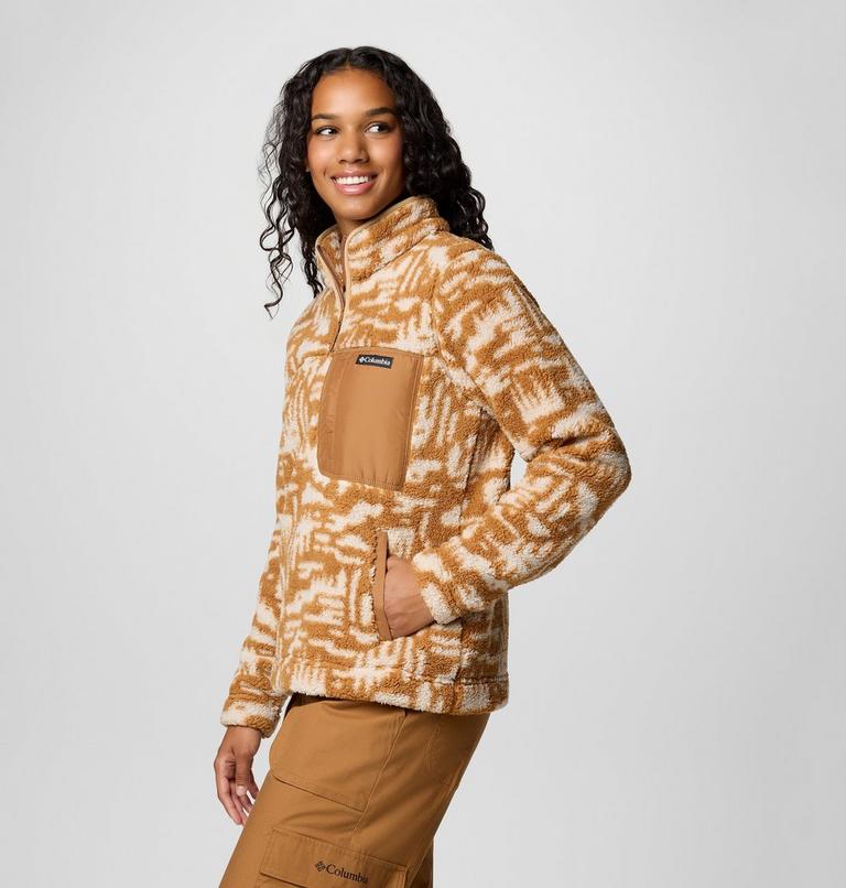 Women's West Bend II Sherpa Half Zip Fleece, Color: Camel Brown Highland Tonal, image 4