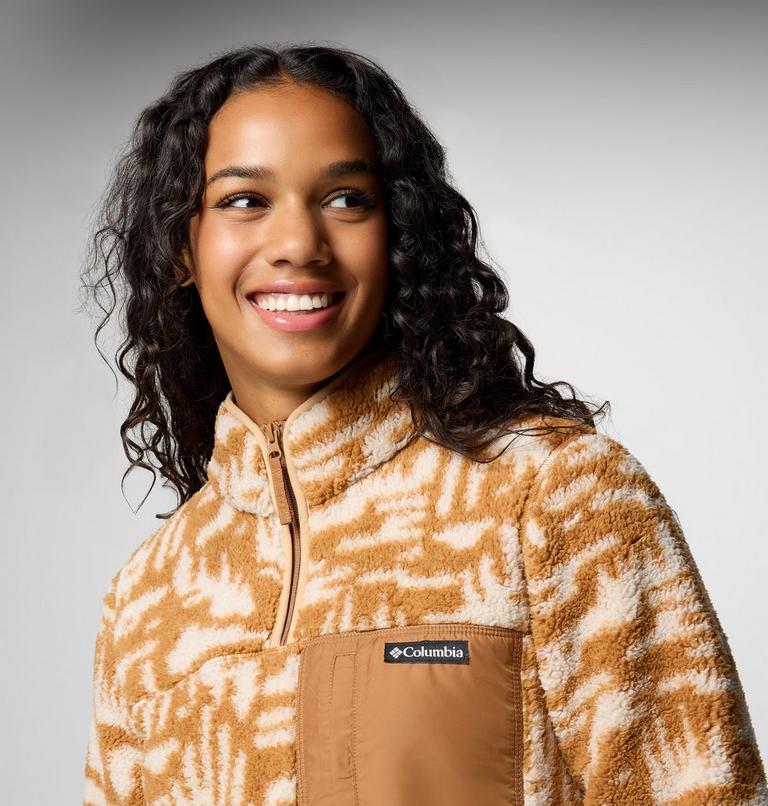 Women's West Bend II Sherpa Half Zip Fleece, Color: Camel Brown Highland Tonal, image 5