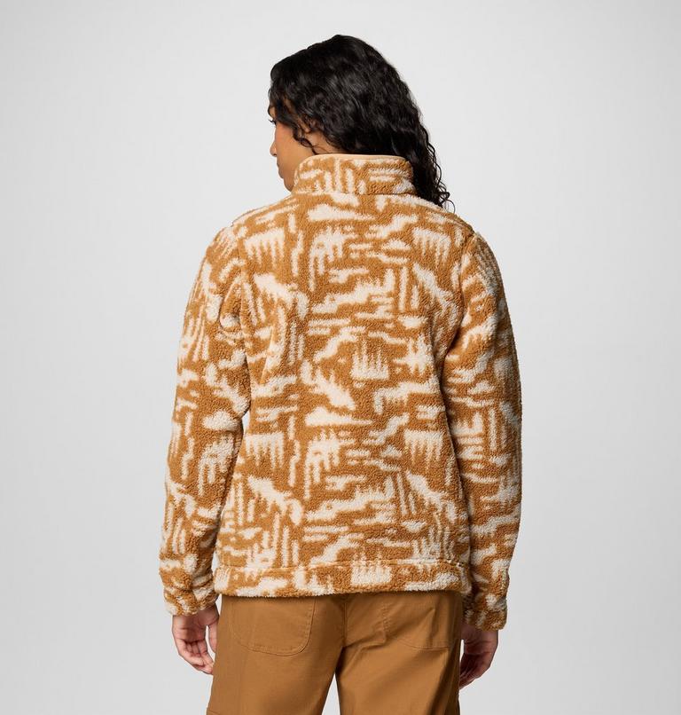 Women's West Bend II Sherpa Half Zip Fleece, Color: Camel Brown Highland Tonal, image 2