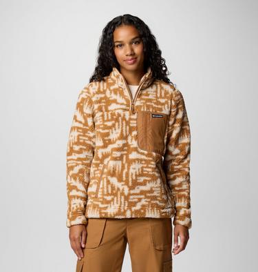 Women's West Bend II Sherpa Half Zip Fleece, Color: Camel Brown Highland Tonal, image 11